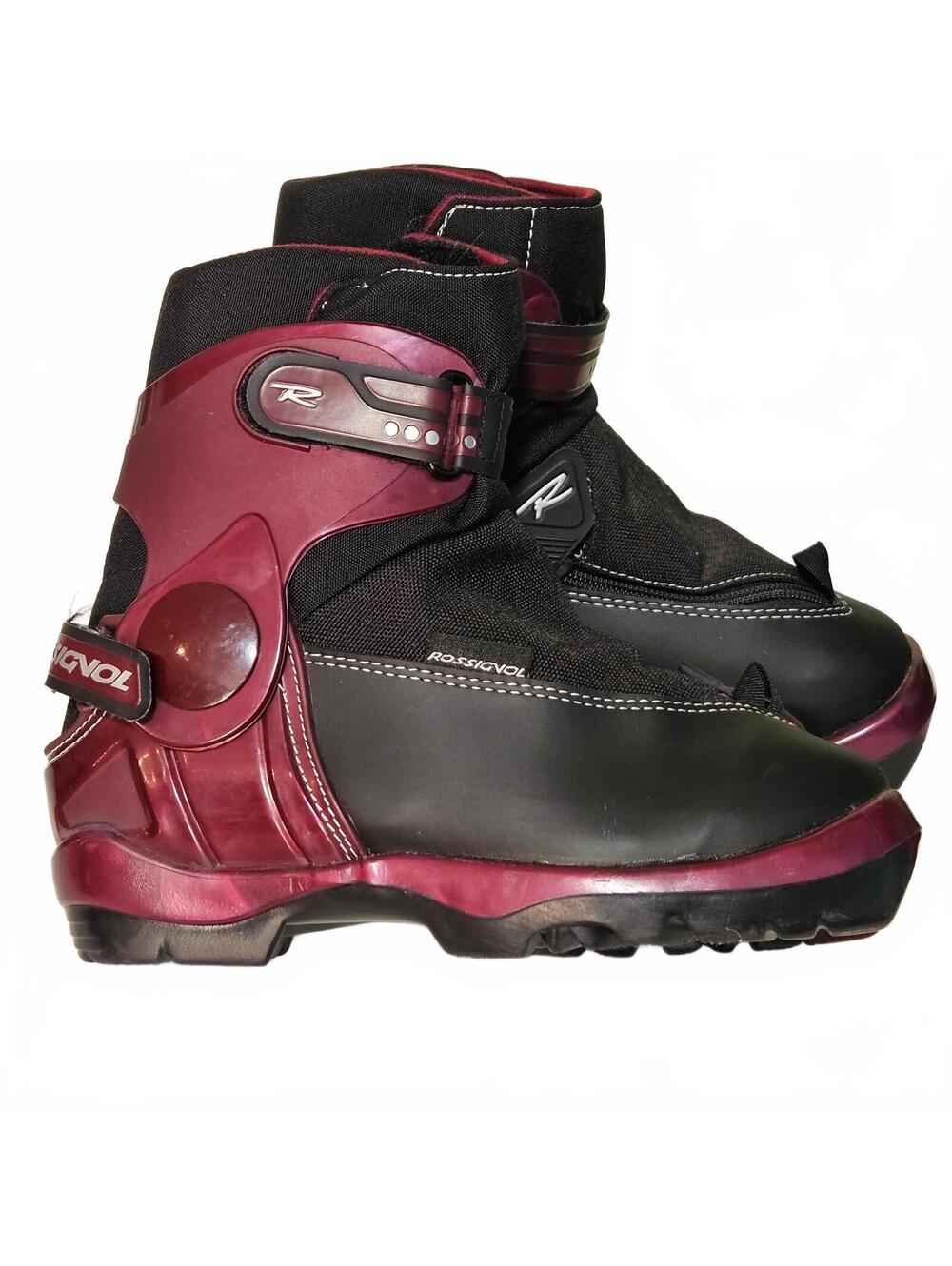 Rossignol Kids Back Country Nordic Ski Boots Sz 4.5 Red Burgundy Winter Skiing